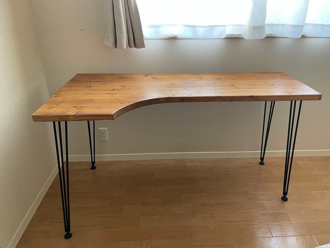 140cm L字デスク　天然木使用　インダストリアル調　ヴィンテージ