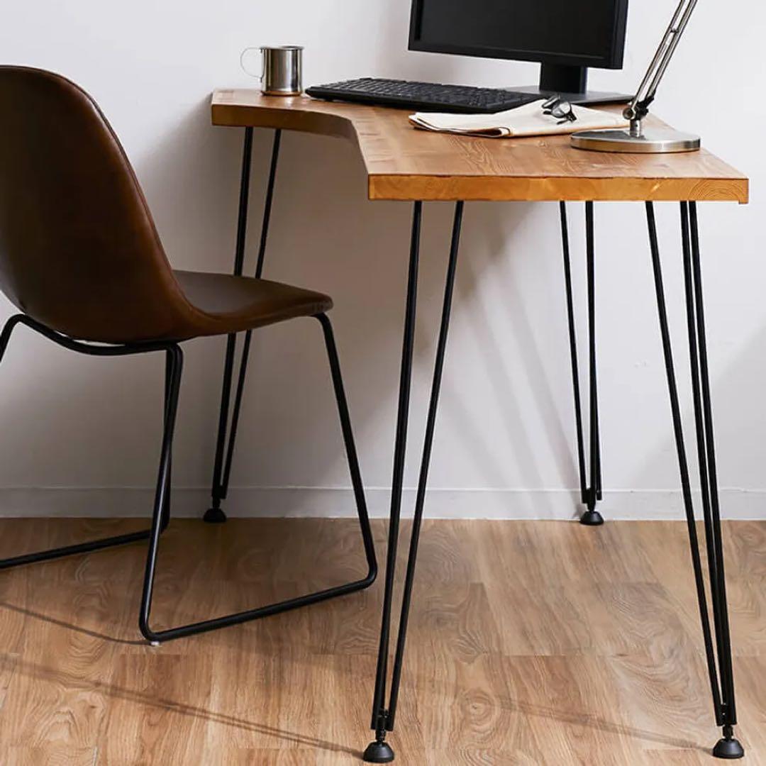 140cm L字デスク　天然木使用　インダストリアル調　ヴィンテージ