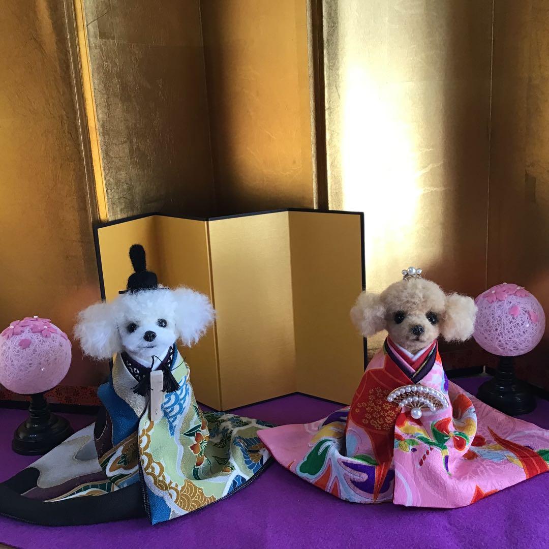 フェルト羊毛のプードル雛（古布）