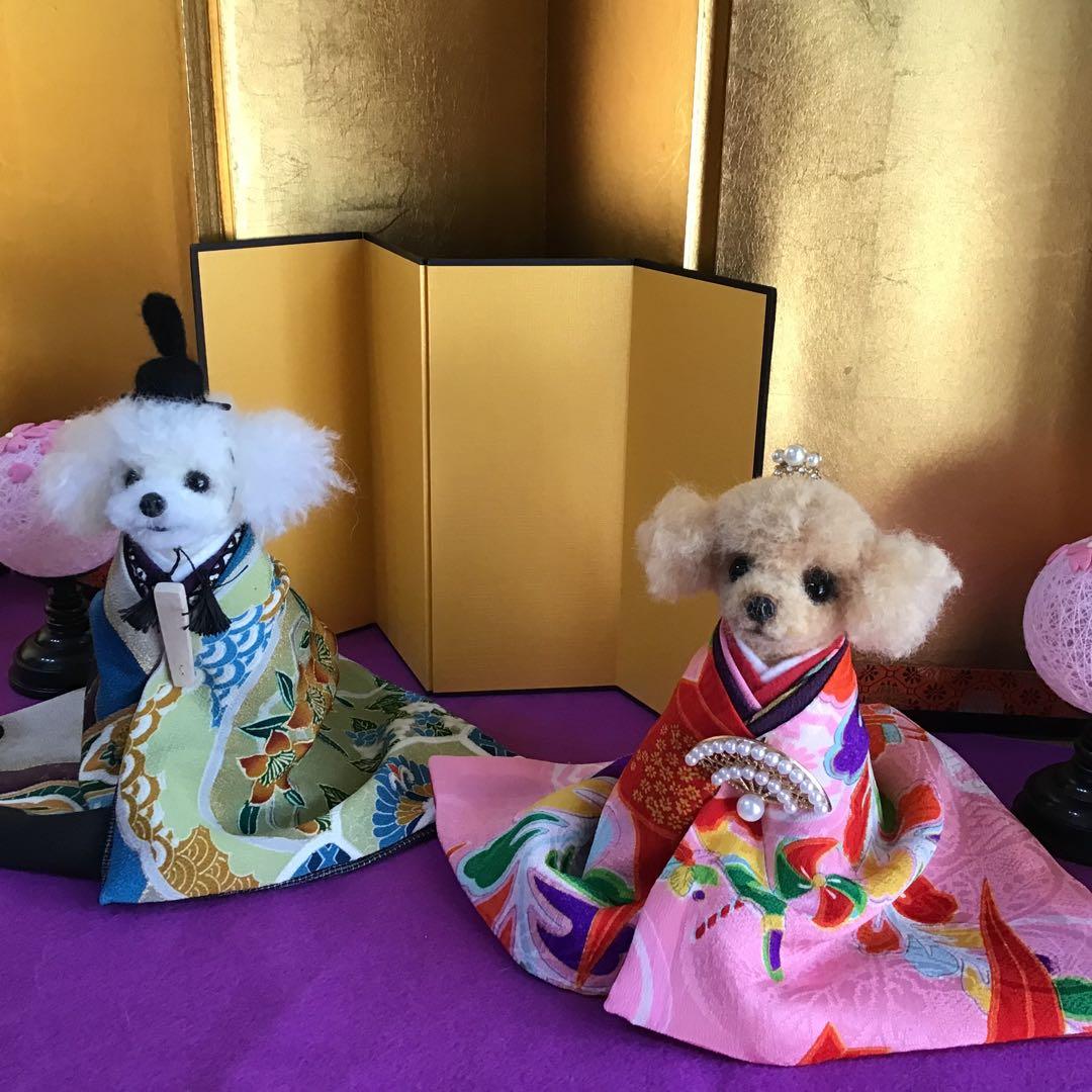 フェルト羊毛のプードル雛（古布）