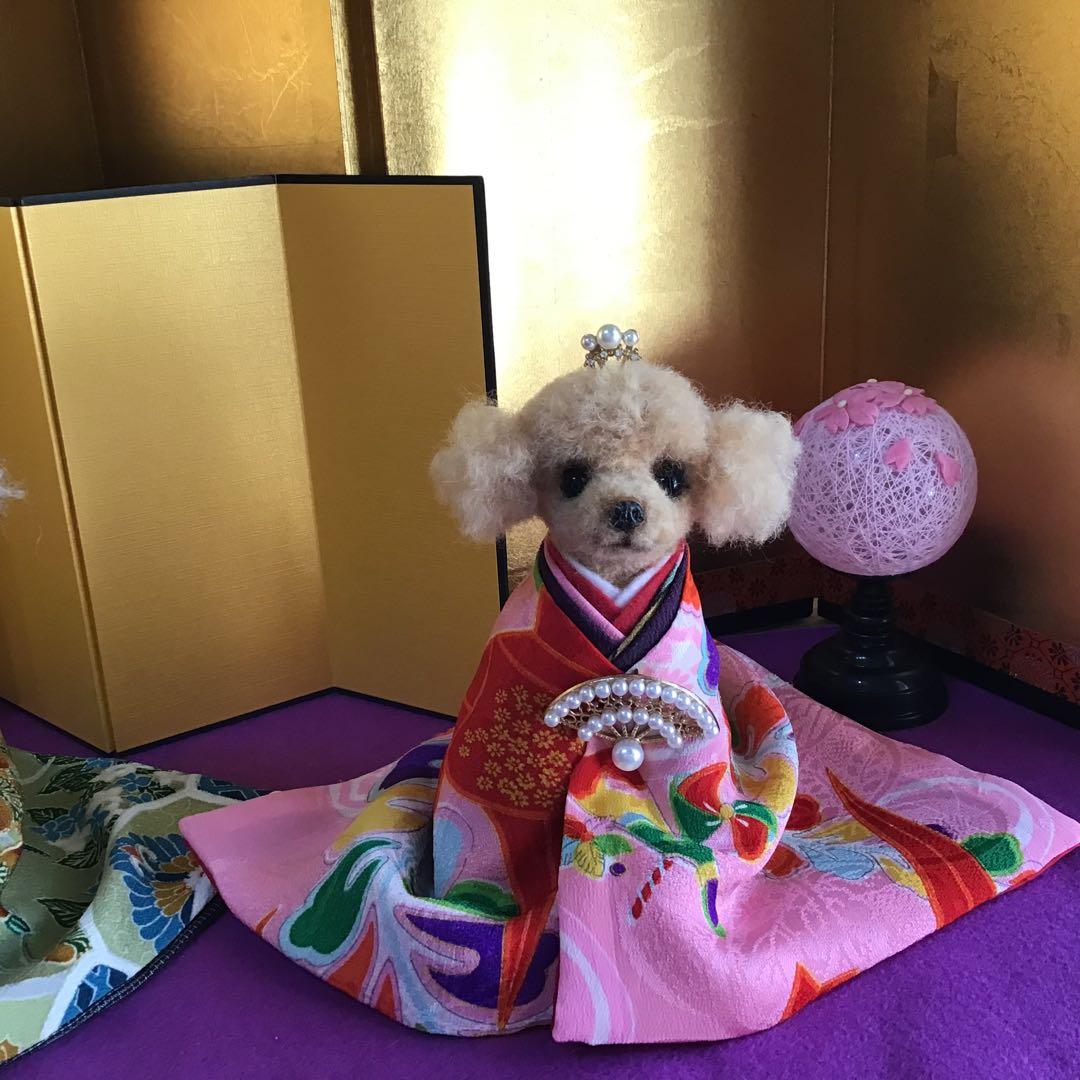 フェルト羊毛のプードル雛（古布）