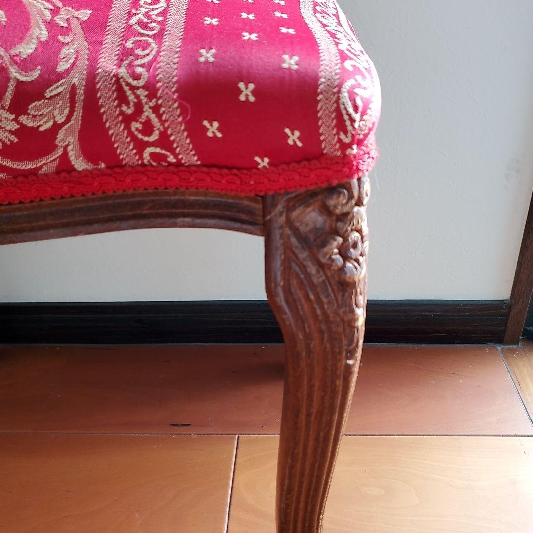 イタリア製 スツール チェア 椅子 猫脚 腰掛け 赤　レッド