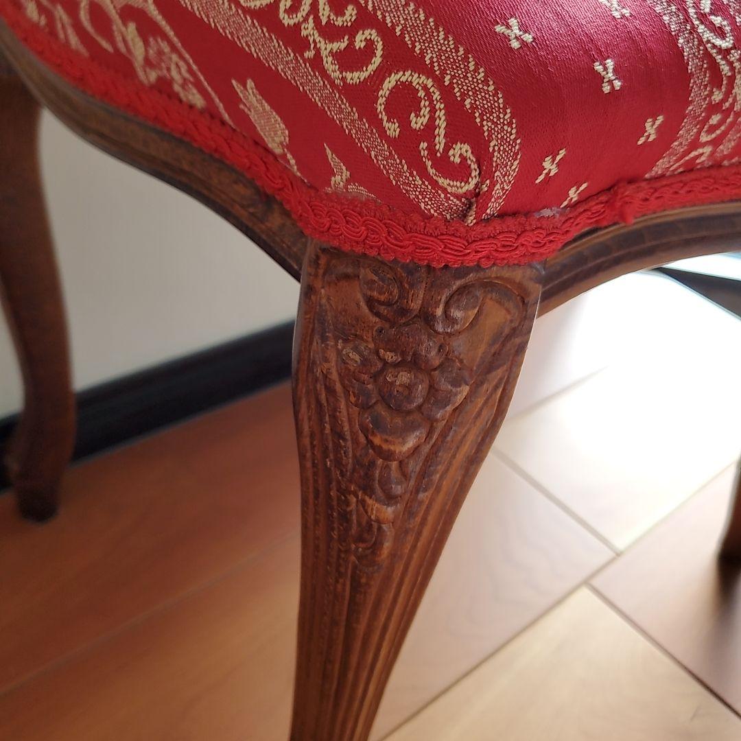 イタリア製 スツール チェア 椅子 猫脚 腰掛け 赤　レッド