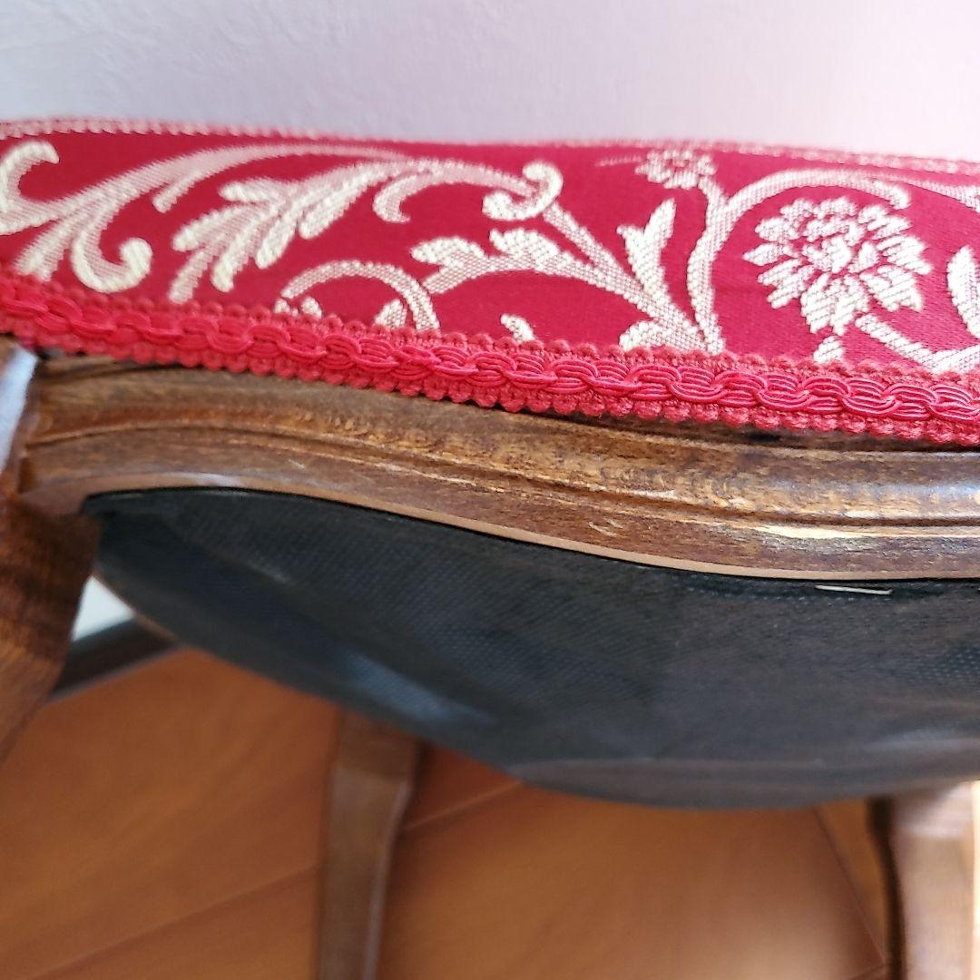 イタリア製 スツール チェア 椅子 猫脚 腰掛け 赤　レッド