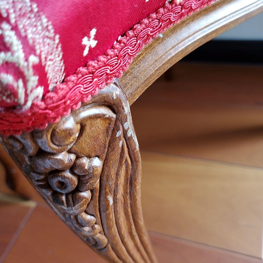 イタリア製 スツール チェア 椅子 猫脚 腰掛け 赤　レッド