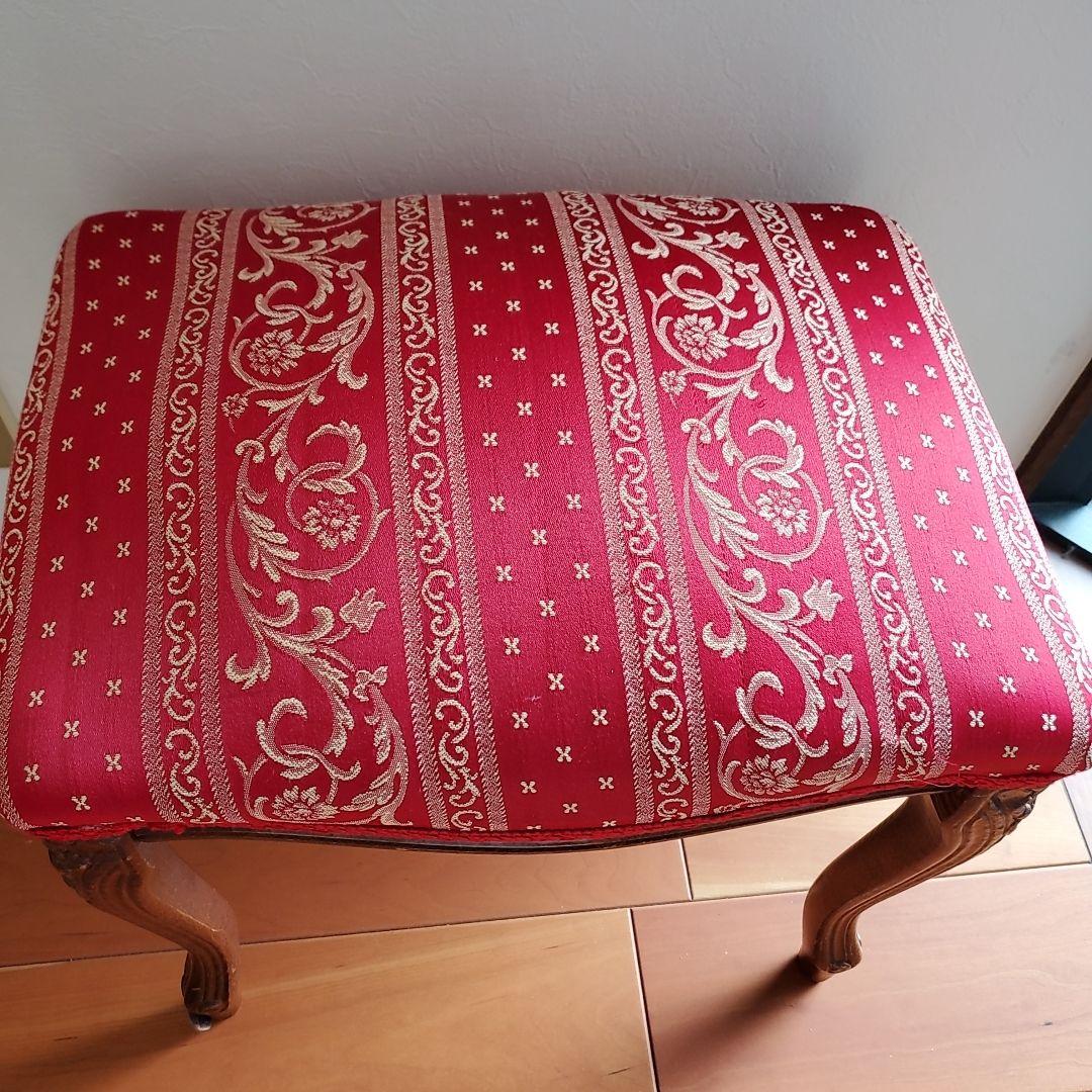 イタリア製 スツール チェア 椅子 猫脚 腰掛け 赤　レッド