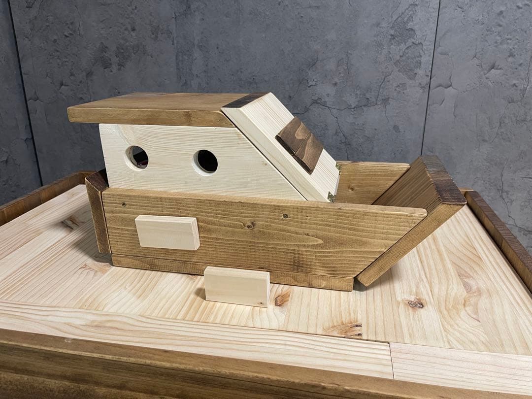 飛び出すトミカ！かぐーるこうぼうch 天然木製ミニカーフェリー船　収納おもちゃ箱