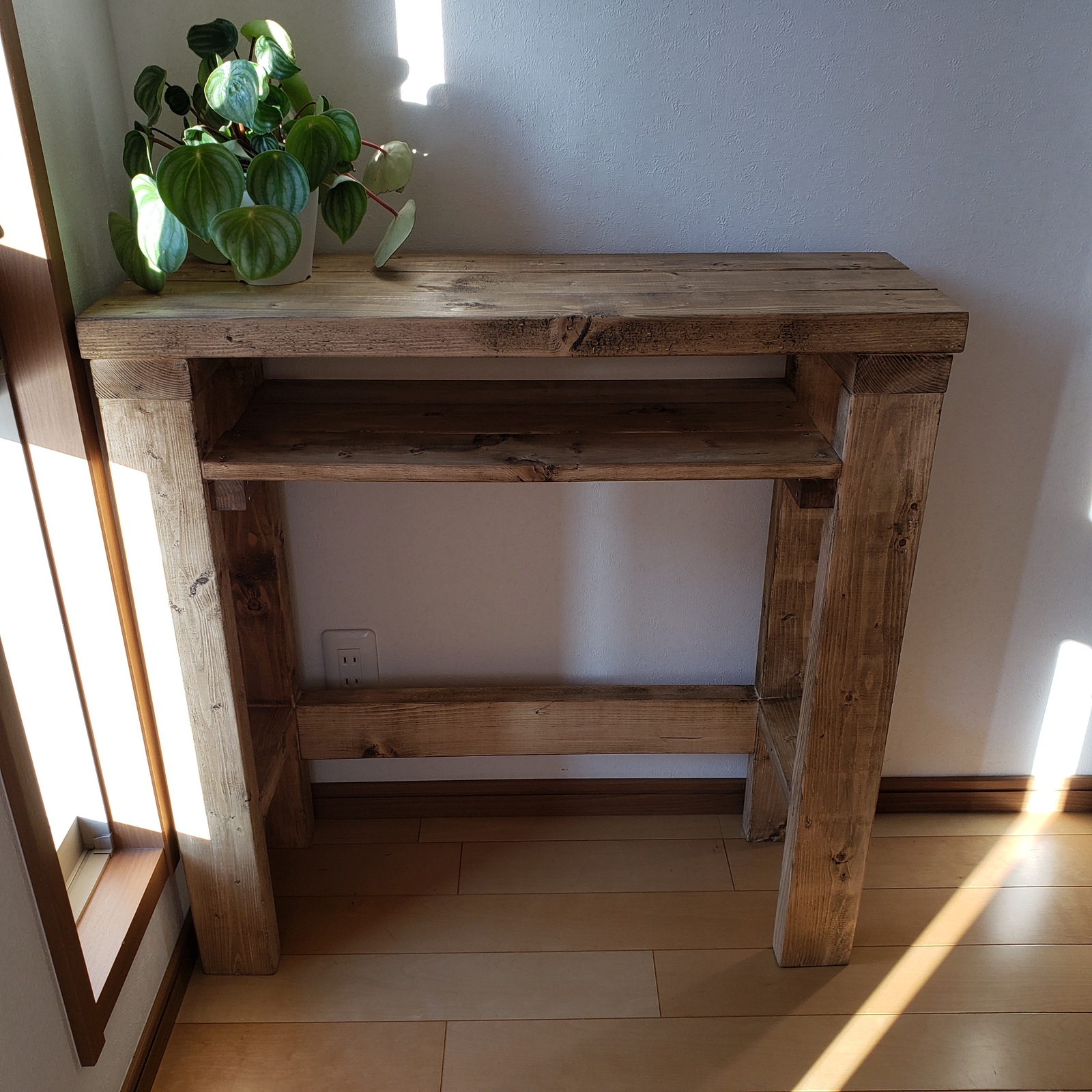 80✕27 棚つき カウンターテーブル ジャコビーンワックス アンティーク