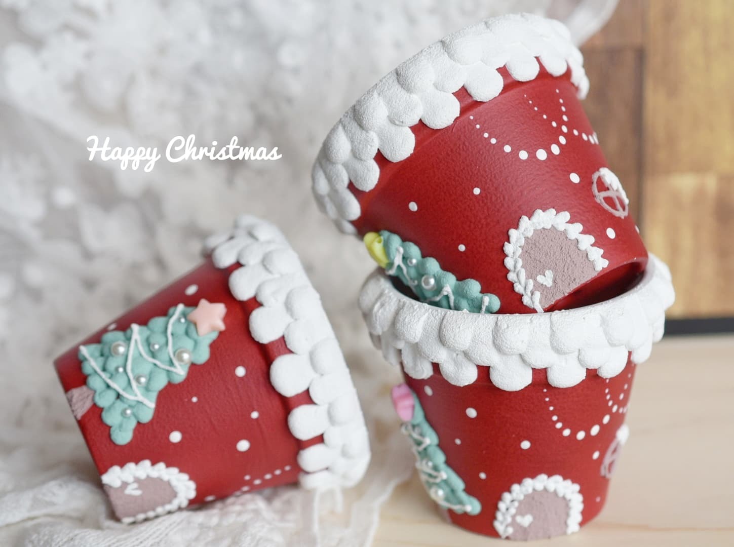 リメイク鉢【ホワイトクリスマス】(送料込み) - いろゆめGARDEN / Blue