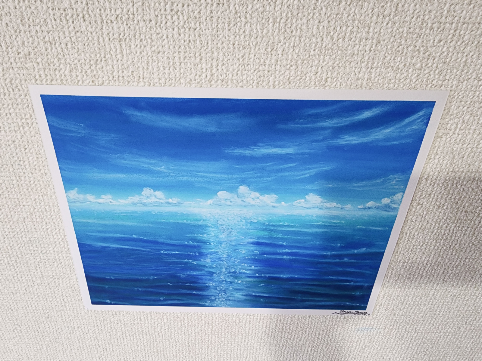 風景画 海の絵 パステル アート 自然 絵画 夏 空の絵 オイルパステル