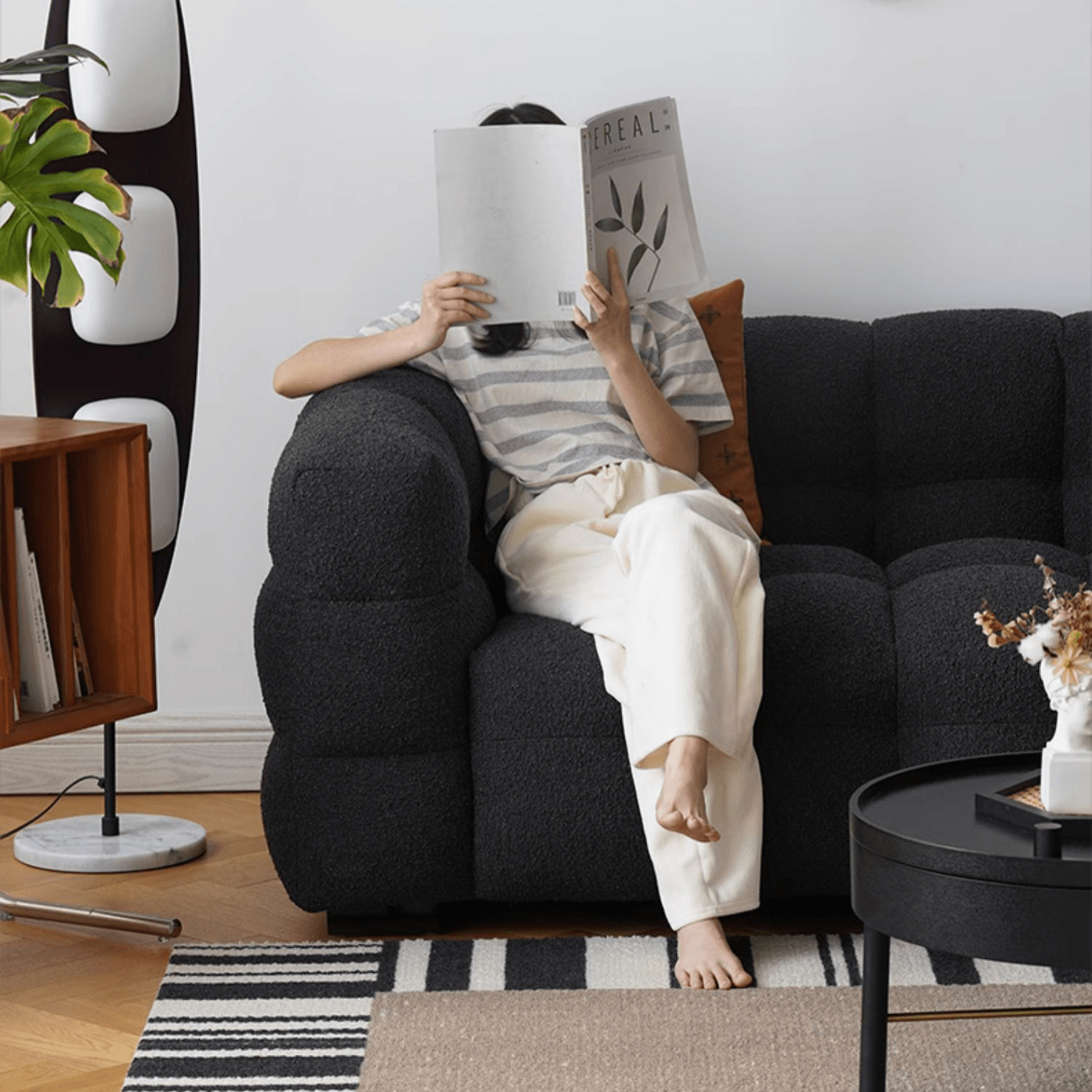 ソファー 四人掛け 2.2m 2.8m ファブリック 黑 白 ブラック