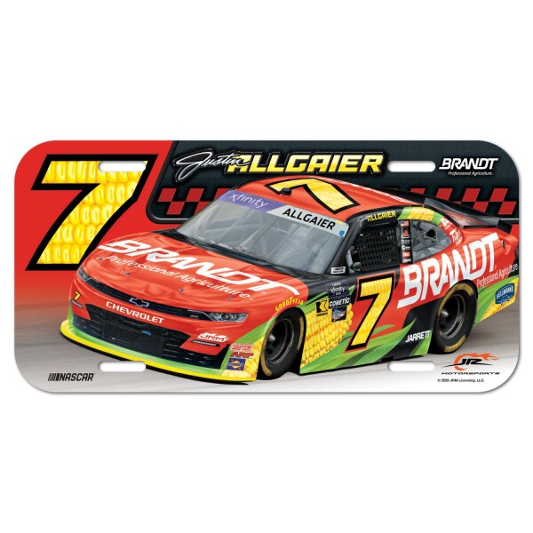 Justin Allgaier #7 2025 Brandt License Plate | Shop JR Nation Store