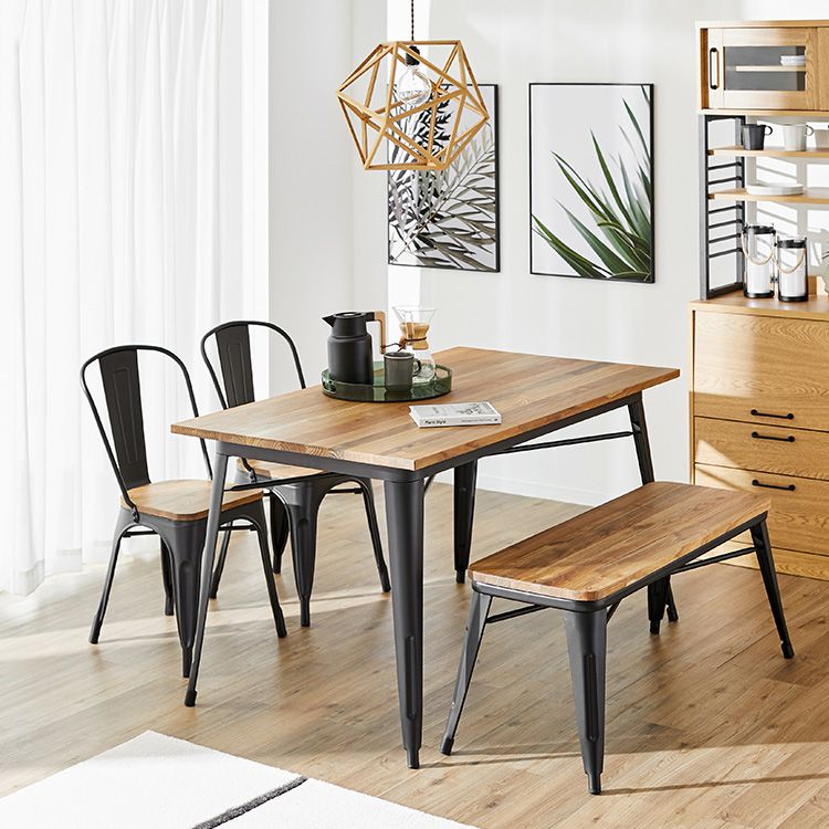 4人掛けダイニングテーブルセット ヴィンテージ風食卓テーブル＋