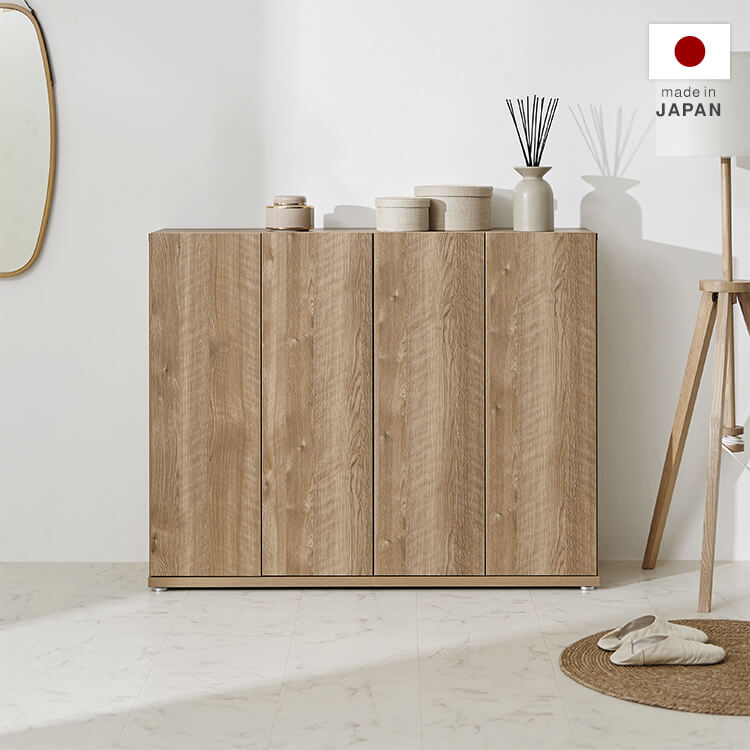 幅120] シューズボックス 靴箱 下駄箱 扉付き 可動棚 国産 日本製 玄関