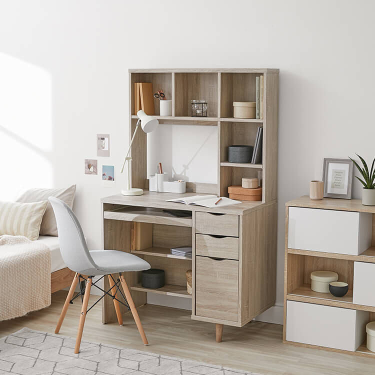 PCデスク 収納付き キーボードスライダー付き 木製 [幅90] | 【公式