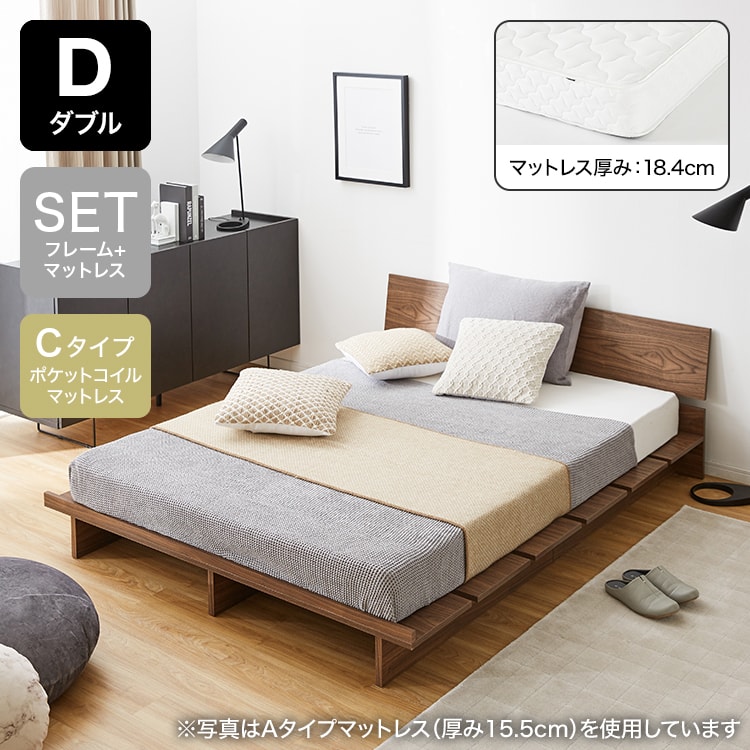 幅160][ダブル] ベッドフレーム 単品orマットレスセット すのこベッド