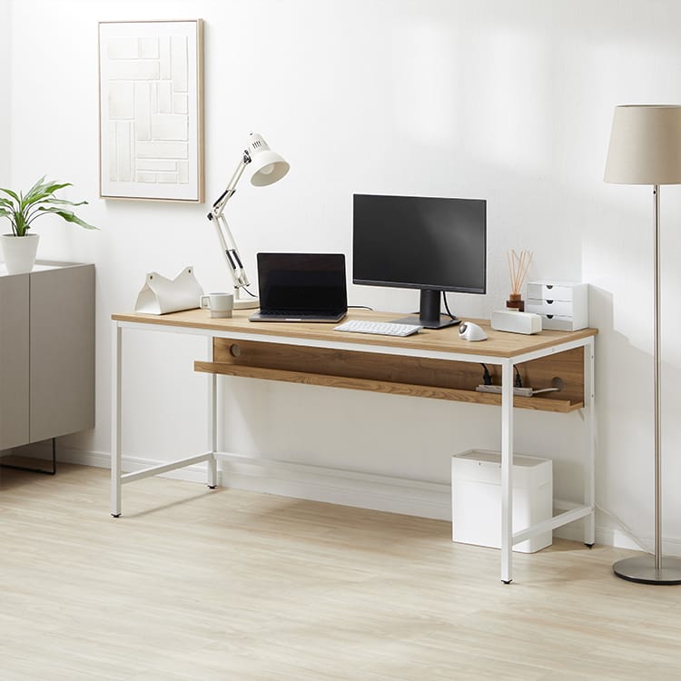 パソコンデスク ワークデスク 木目調 スチール [幅160] | 【公式