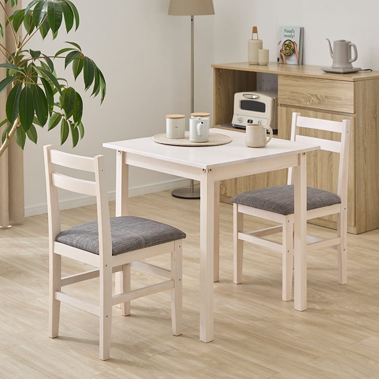 幅70] ダイニングテーブルセット 2人掛け（3点） コンパクト 天然木