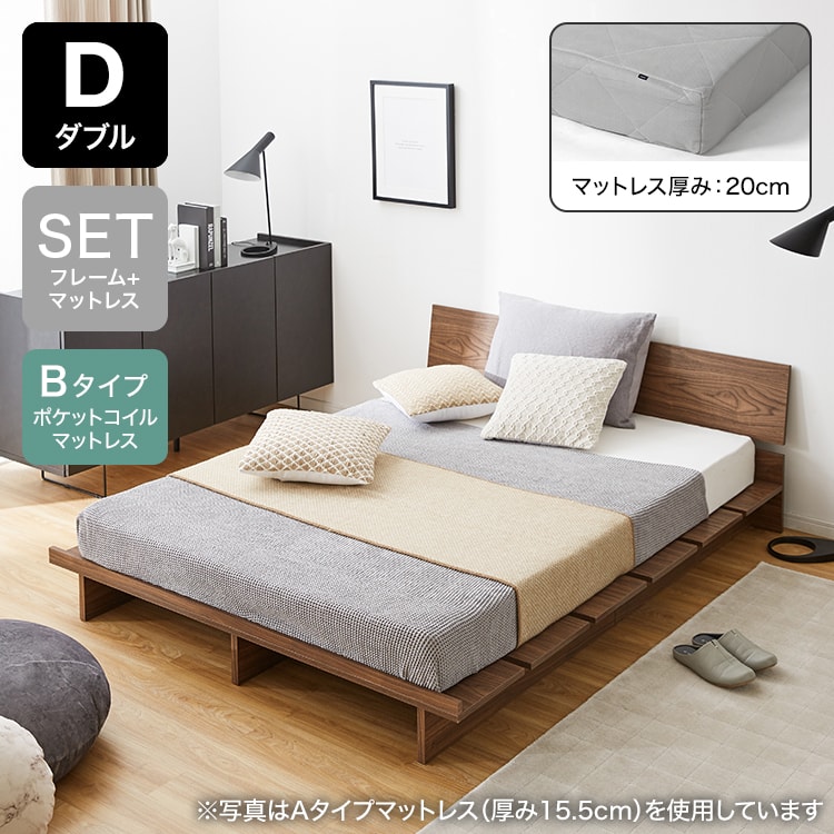 幅160][ダブル] ベッドフレーム 単品orマットレスセット すのこベッド