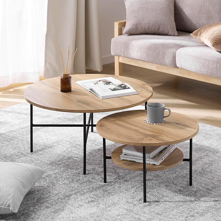 木目調ネストテーブル 円形 [幅50/幅70] | 【公式】LOWYA(ロウヤ) 家具