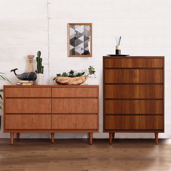 日本製の収納チェスト(アルダー/ウォルナット)ロータイプ/ハイチェスト