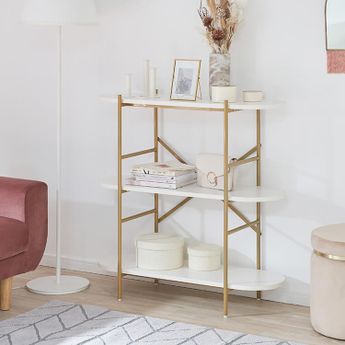 ホワイト×ゴールドがおしゃれなオープンシェルフ 3段 | 【公式】LOWYA