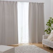 ライトグレー] ドレープカーテン＆レースセット 遮光 洗濯可 | 【公式