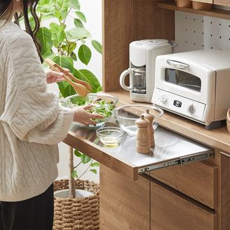 食器棚 キッチンボード ステンレスカウンター 大容量 ディスプレイ