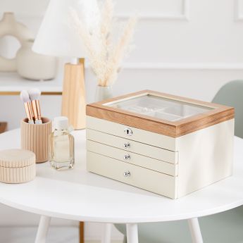 ジュエリーボックス(幅26cm) 4段アクセサリーケース 収納ボックス 鍵