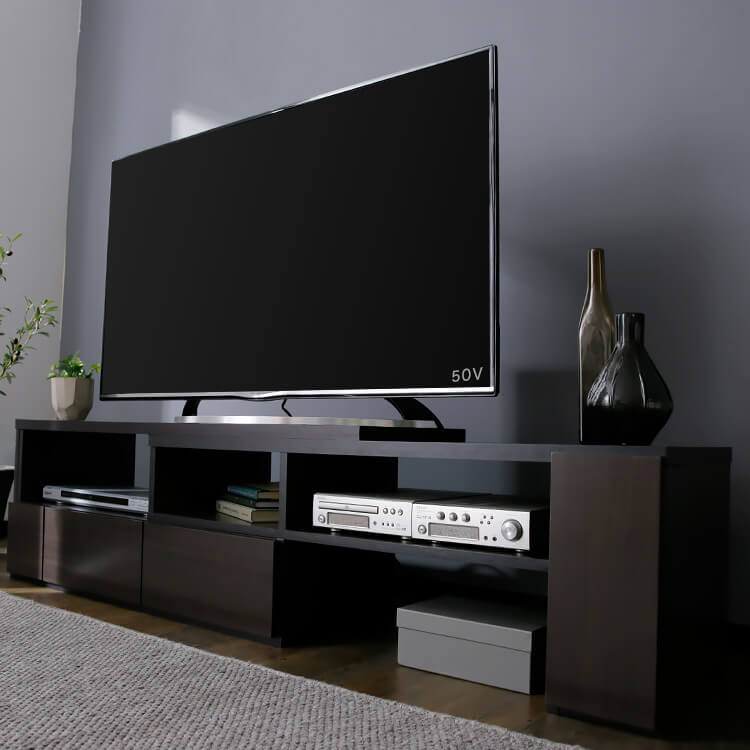 コーナー伸縮テレビ台(ブラウン/ブラック/ウォルナット)50型対応で伸縮