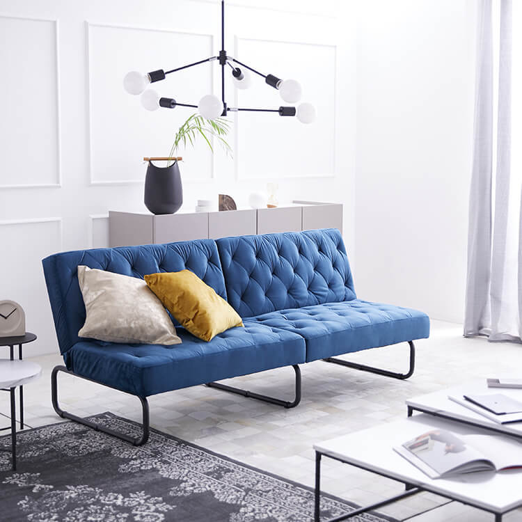 ソファベッド ベルベット調生地使用 スチール脚 [幅179] | 【公式