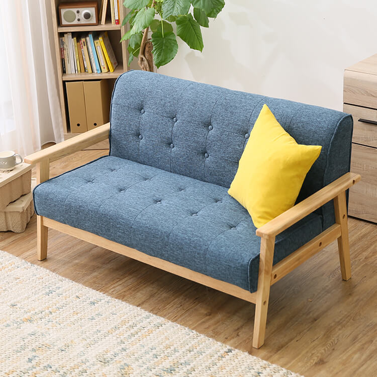 2人掛けナチュラルソファ 天然木使用のシンプルでコンパクトサイズ