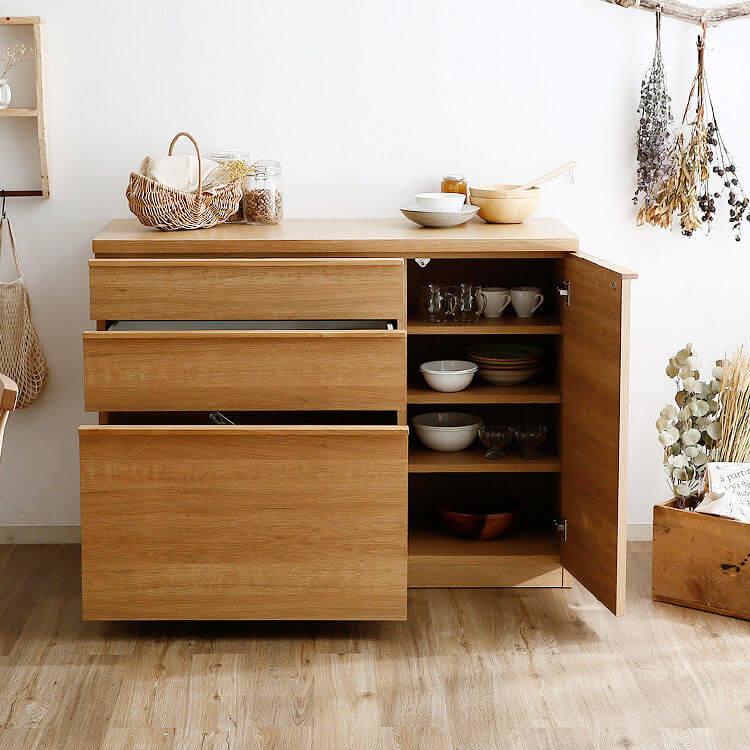 完成品】食器棚(ナチュラル)可動棚のオープンタイプ・坂戸タイプが