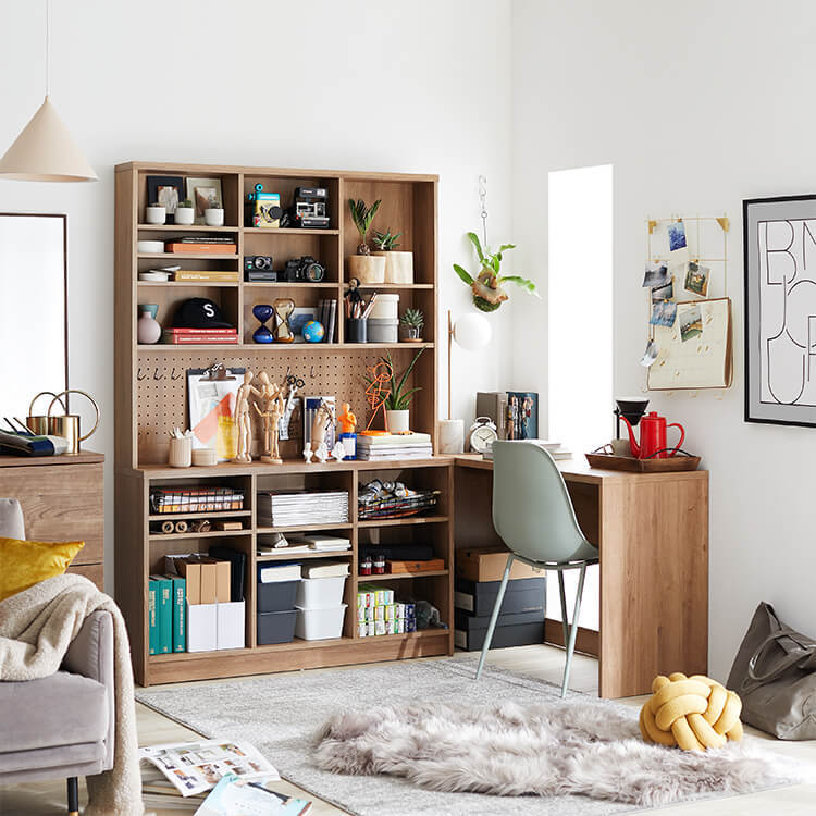 システムデスク 本棚付 木製 [幅120] | 【公式】LOWYA(ロウヤ) 家具