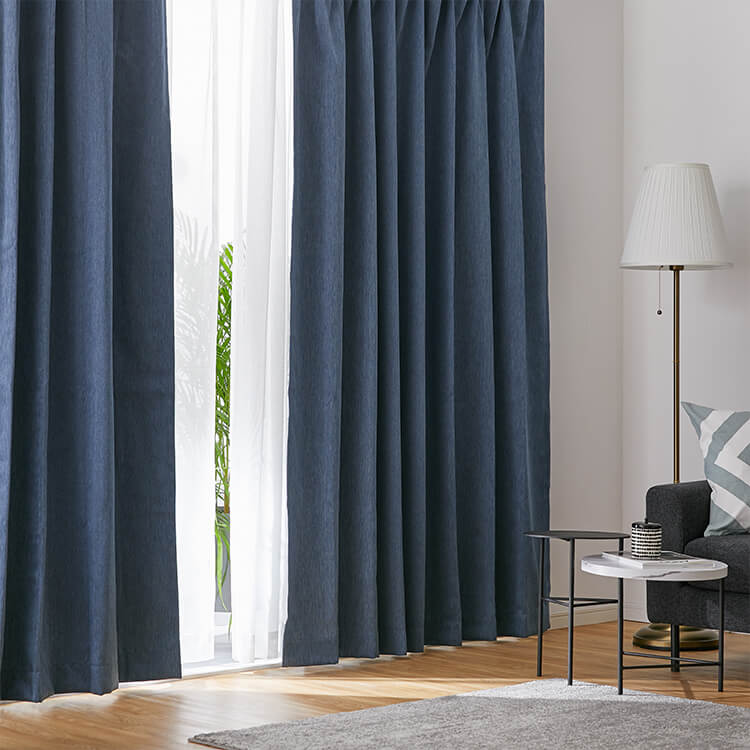 ブルー]ドレープカーテン＆レースセット 1級遮光 洗濯可 | 【公式