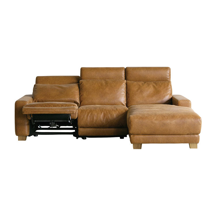 ハーデス ソファ 左カウチ オーカーブラウン（スーパーレザーテックス