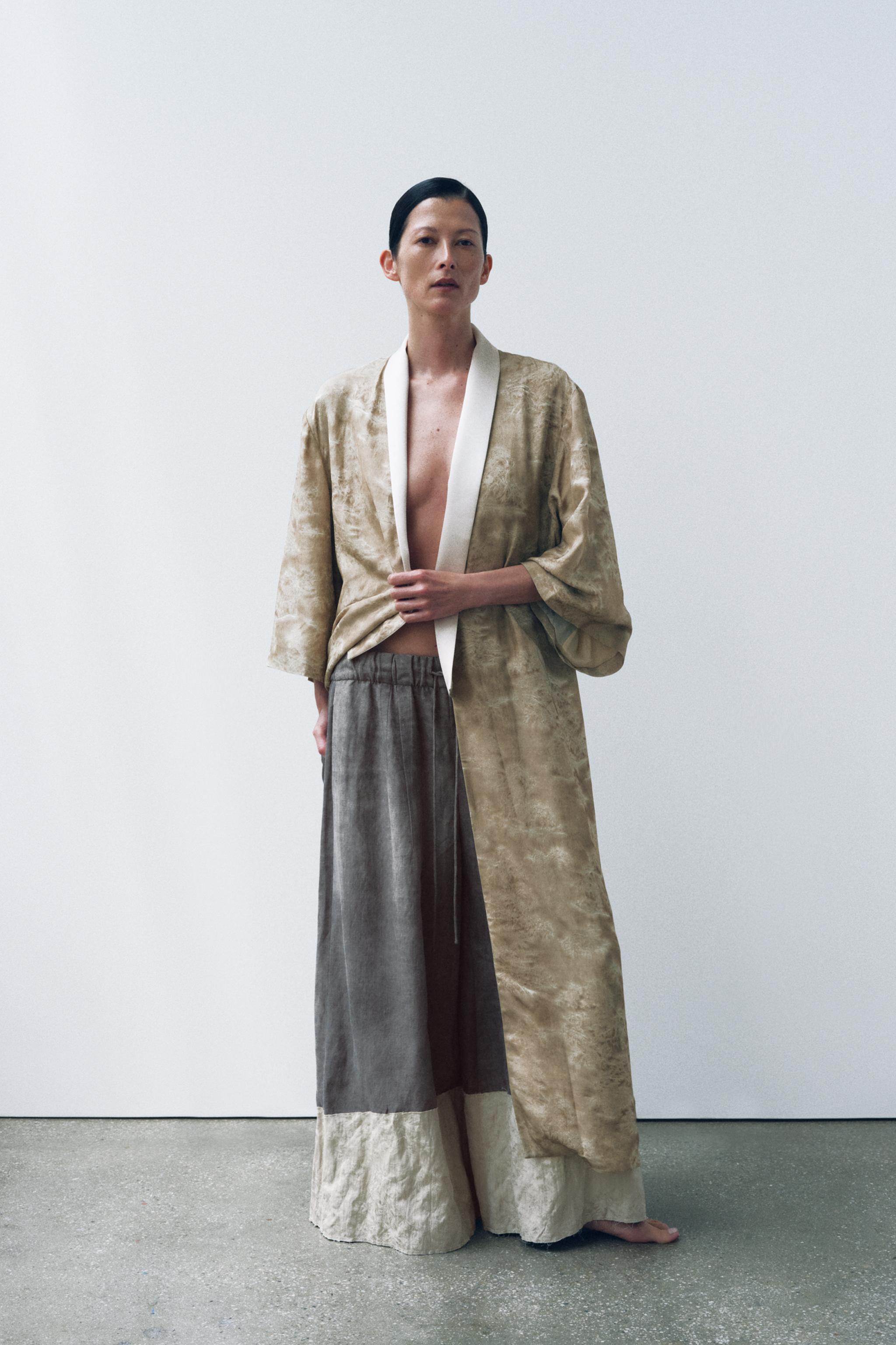 ZW COLLECTION JACQUARD COMBINATION PANTS - Gray marl | ZARA United