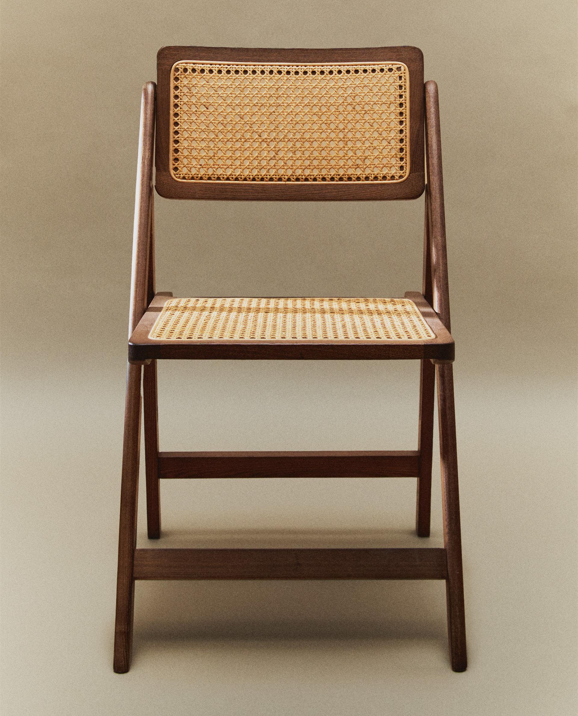 ZARA HOME ラタン&ウッド ラタンチェア折りたたみ椅子一脚