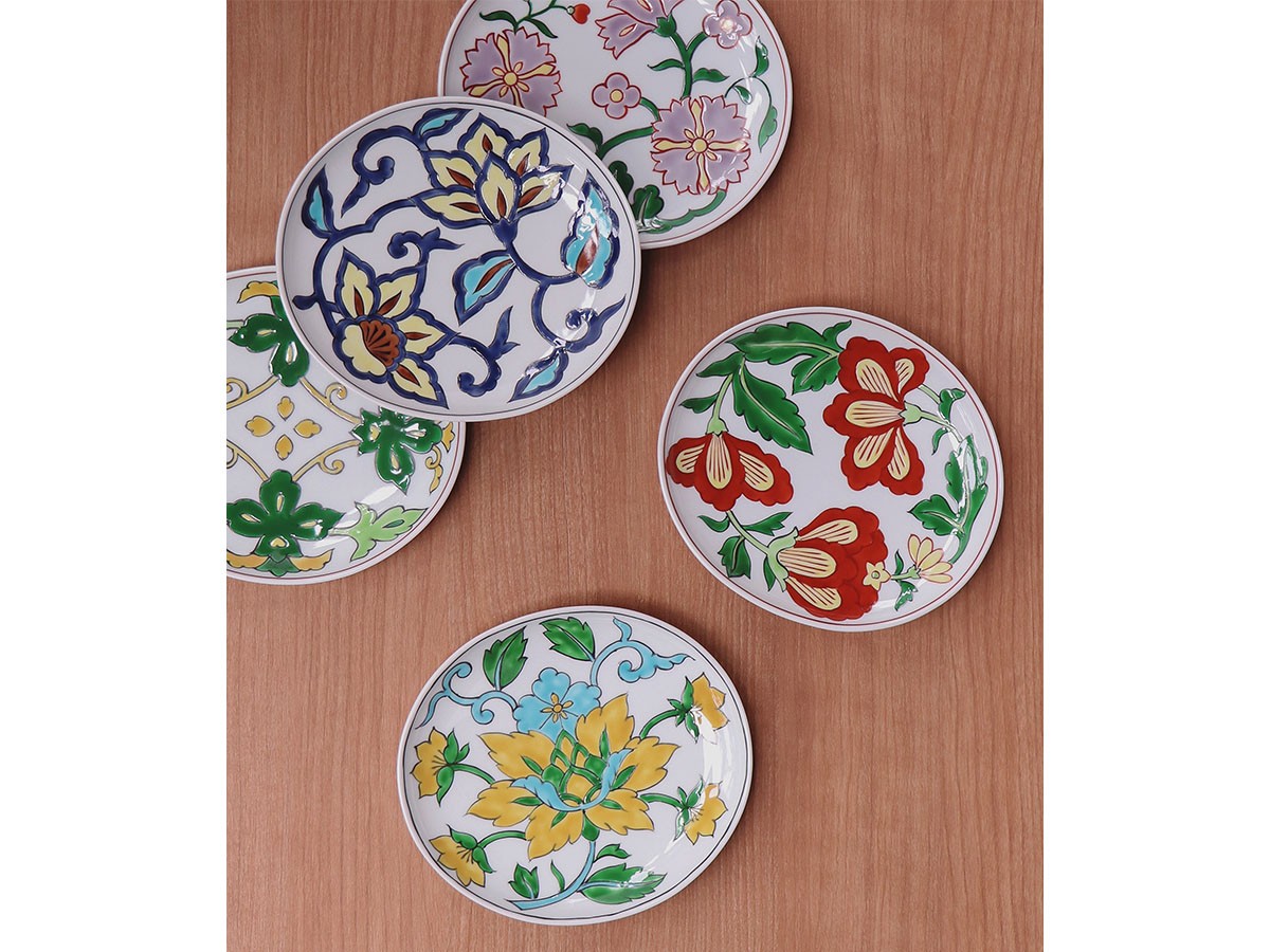 源右衛門窯 赤絵更紗唐花紋 楕円皿・小 / げんえもんがま 赤絵更紗唐