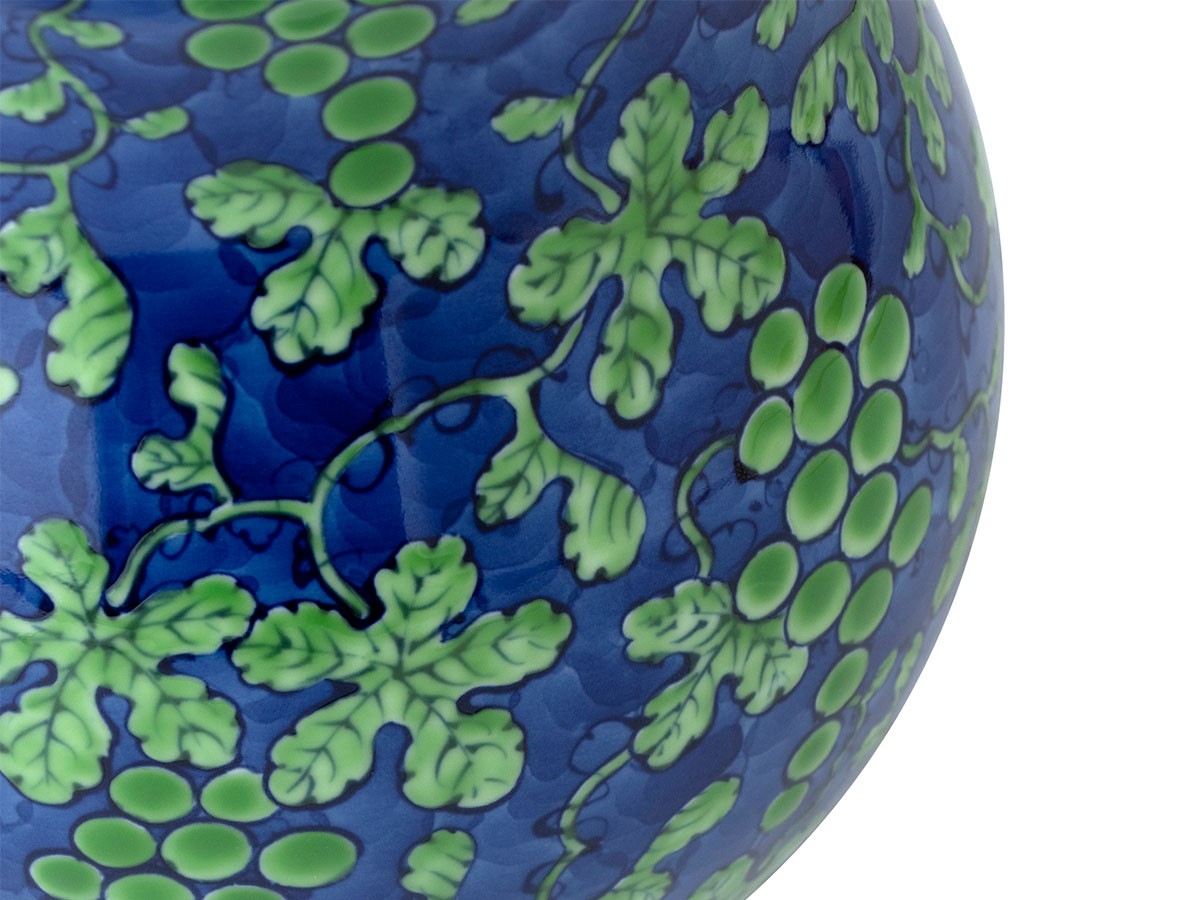 源右衛門窯 緑彩葡萄絵 花瓶 / げんえもんがま 緑彩葡萄絵 花瓶