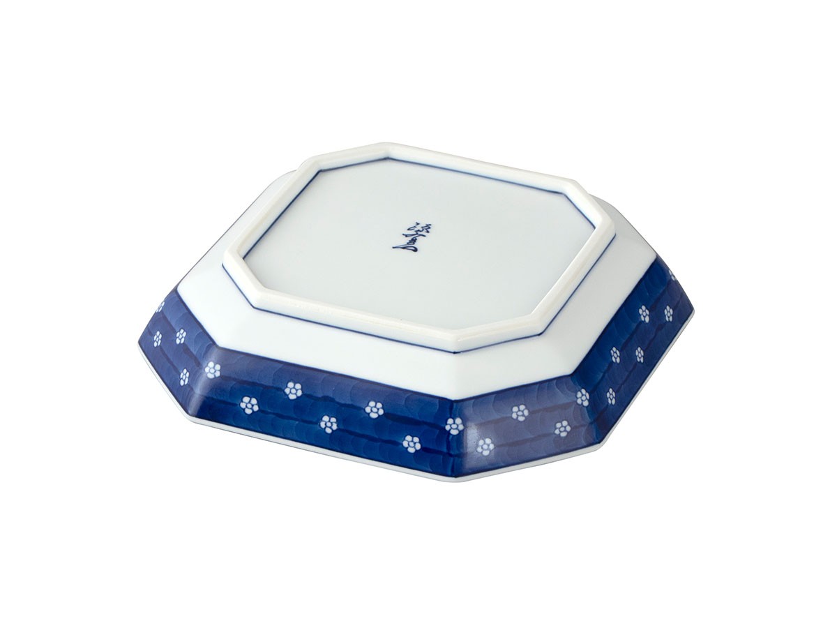 源右衛門窯 染付梅地紋 方皿 / げんえもんがま 染付梅地紋 方皿