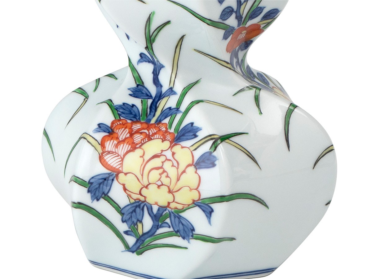 源右衛門窯 染錦花割 花瓶 / げんえもんがま 染錦花割 花瓶