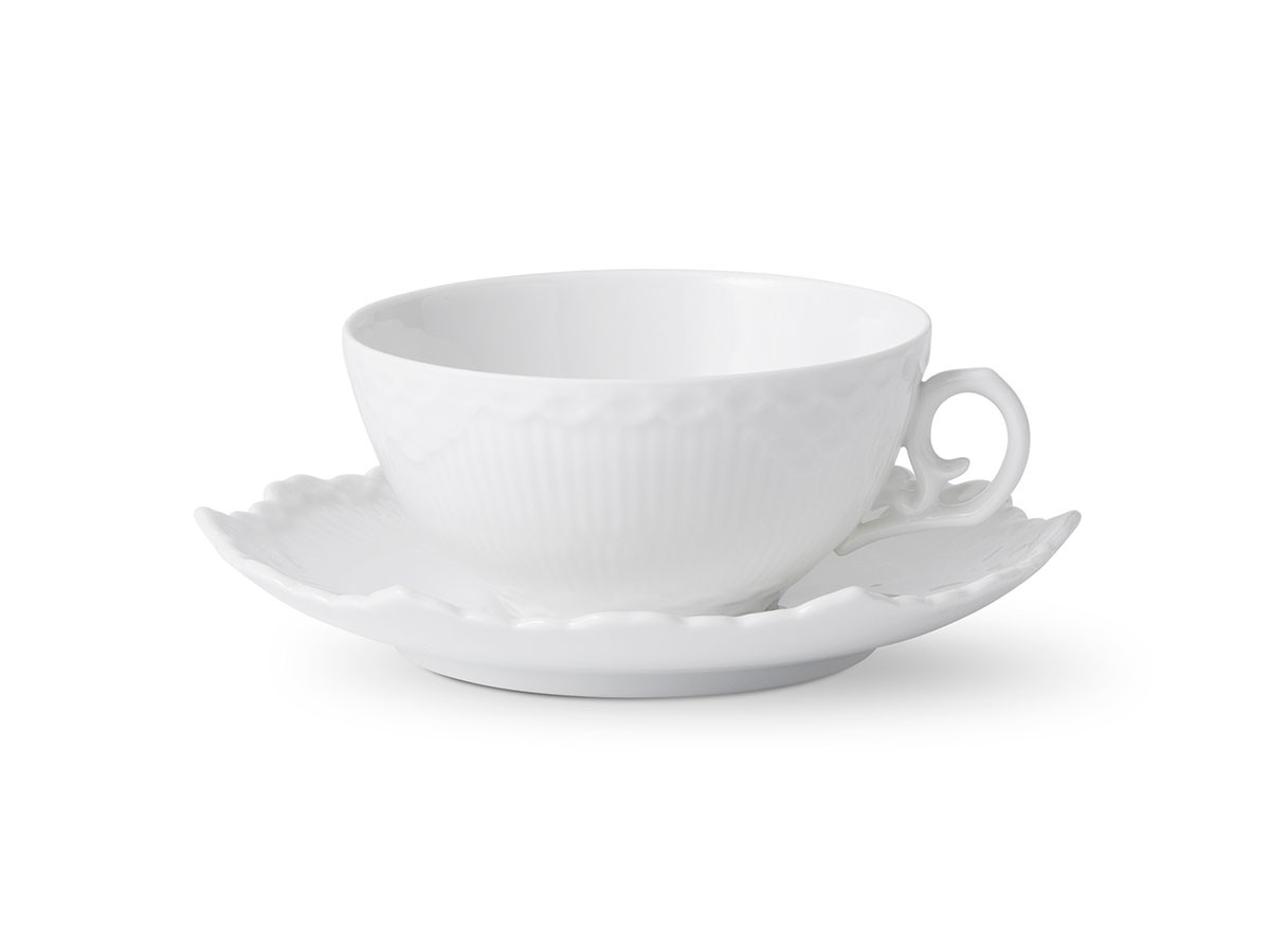 Royal Copenhagen White Fluted Full Lace Tea Cup & Saucer