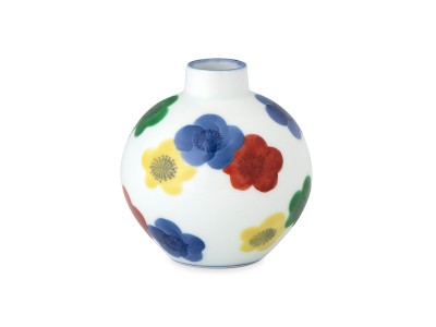 源右衛門窯 染錦梅花 小花瓶 / げんえもんがま 染錦梅花 小花瓶（赤