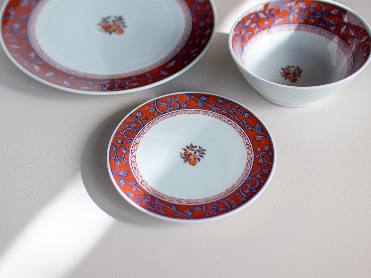 源右衛門窯 染錦柘榴見込 皿 / げんえもんがま 染錦柘榴見込 皿 直径