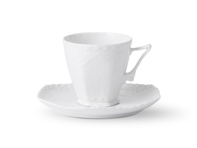 Royal Copenhagen White Fluted Full Lace Coffee Cup & Saucer