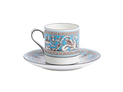 WEDGWOOD FLORENTINE TURQUOISE COFFEE CUP & SAUCER / ウェッジウッド