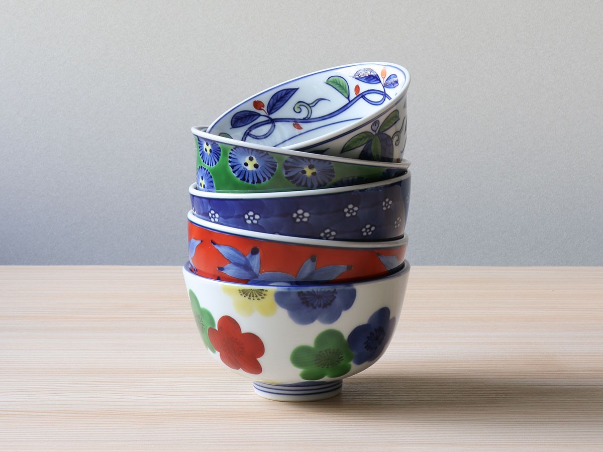 源右衛門窯 染付梅地紋 飯碗 / げんえもんがま 染付梅地紋 飯碗