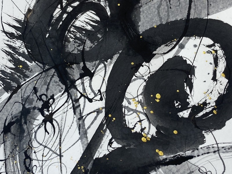 オンライン】あっという間！カッコいい墨アート抽象にチャレンジ