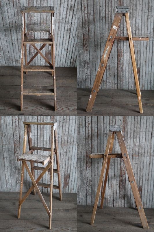 アンティーク ウッドステップラダー - STAGE ANTIQUE